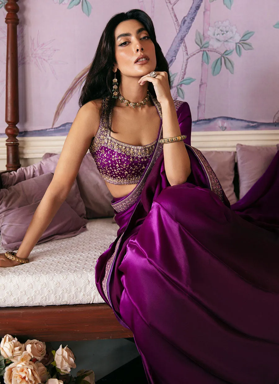 Aigul Aubergine Saree