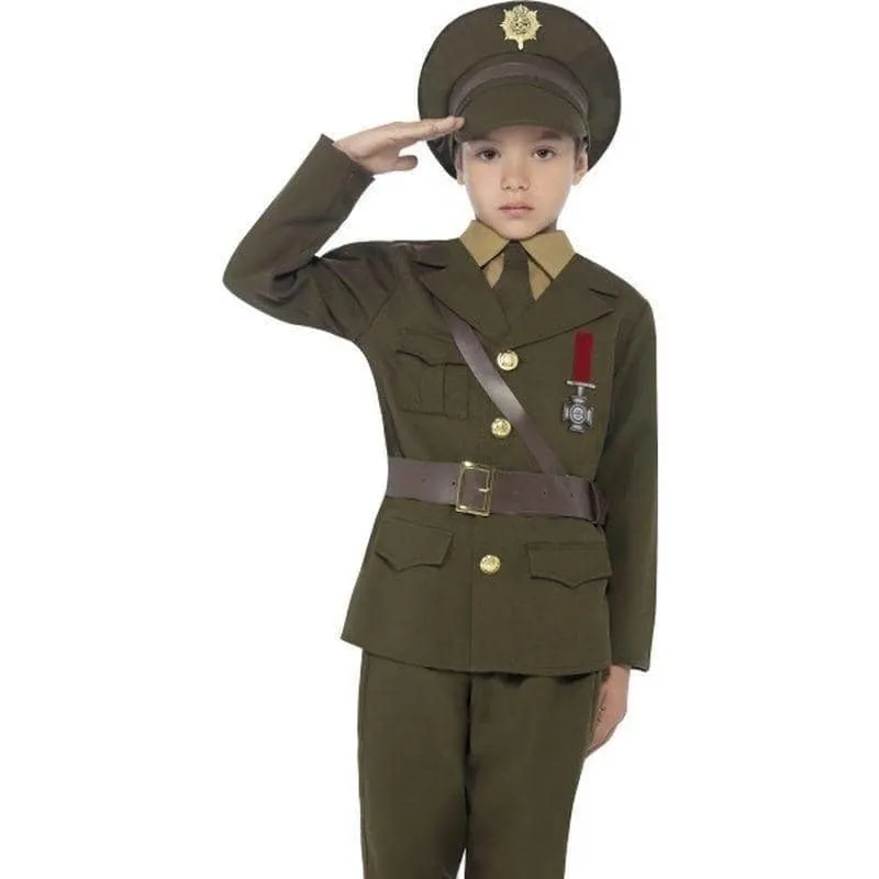 Army Officer Costume Kids Green Uniform Authentic Green Military Dress