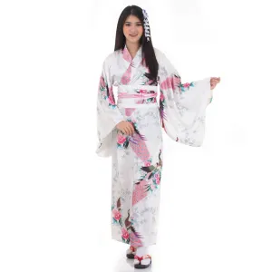 Authentic Japanese White Geisha Kimono Yuki