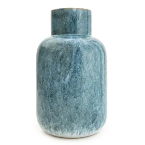 Blue Reactive Glaze Short Neck Bottle Vase