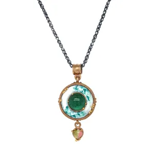 Bronze & Enamel Tourmaline Necklace - "Vetus"