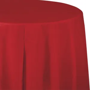 Bulk Classic Red Round Plastic 82 inch Table Covers (12 per Case)