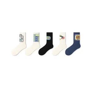 Click Me All-season Unisex 5pcs Crew Socks Set