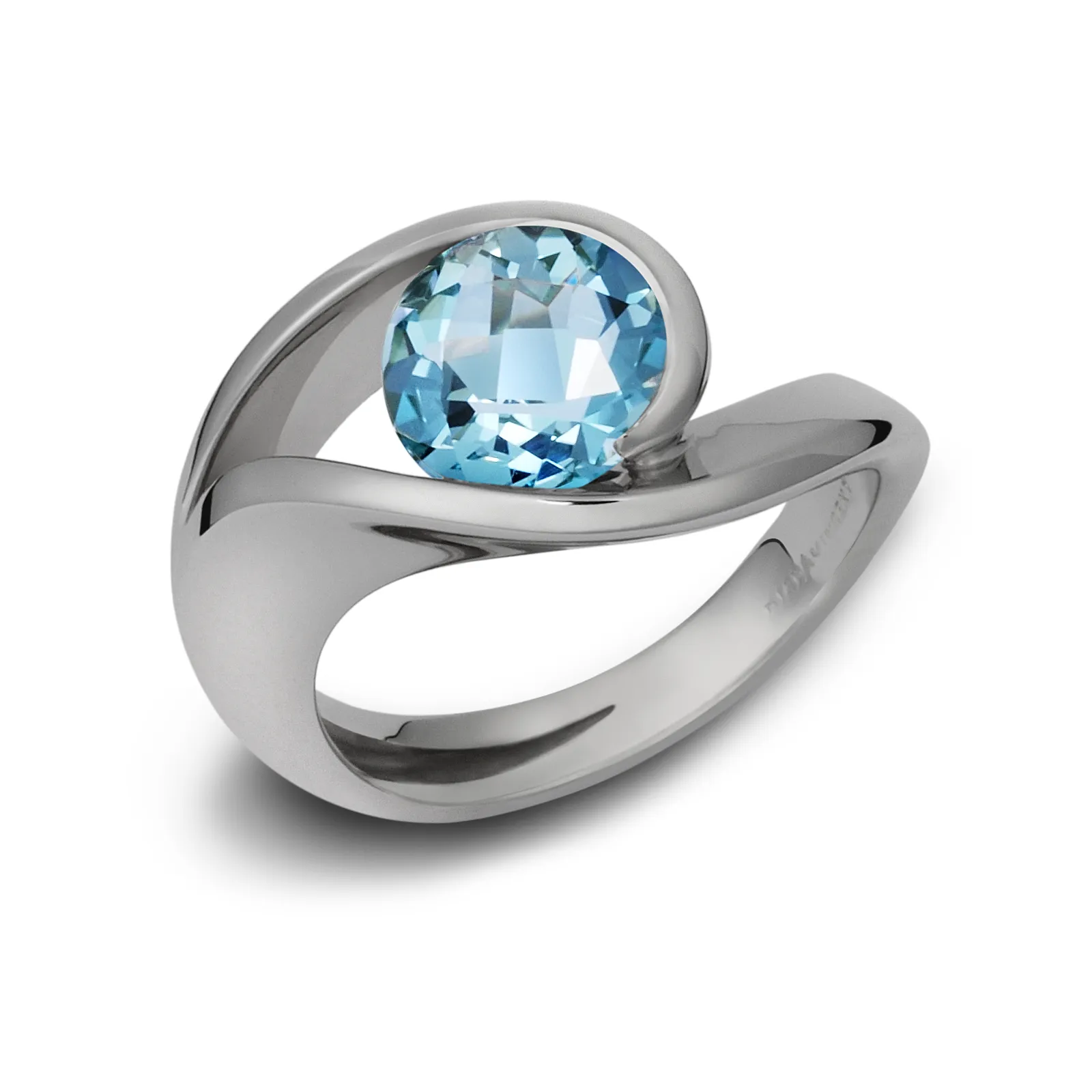 Contour Blue Topaz and White Gold Ring