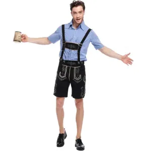 Deluxe Faux Suede Black Lederhosen Shorts Inc Pockets   Shirt