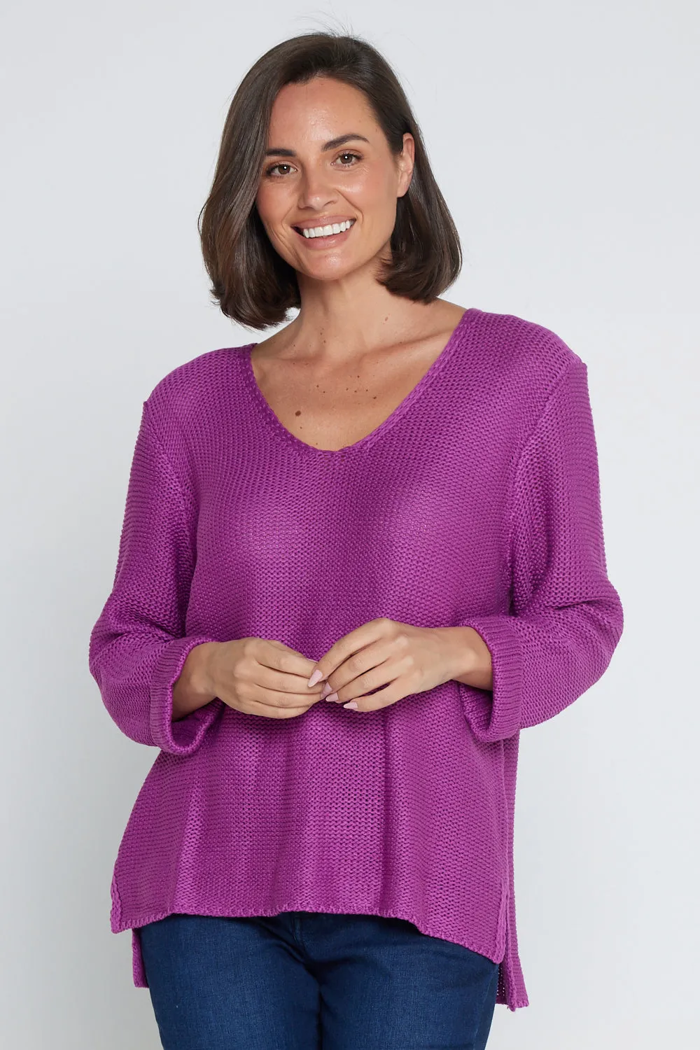 Emmy Cotton Knit Jumper - Purple