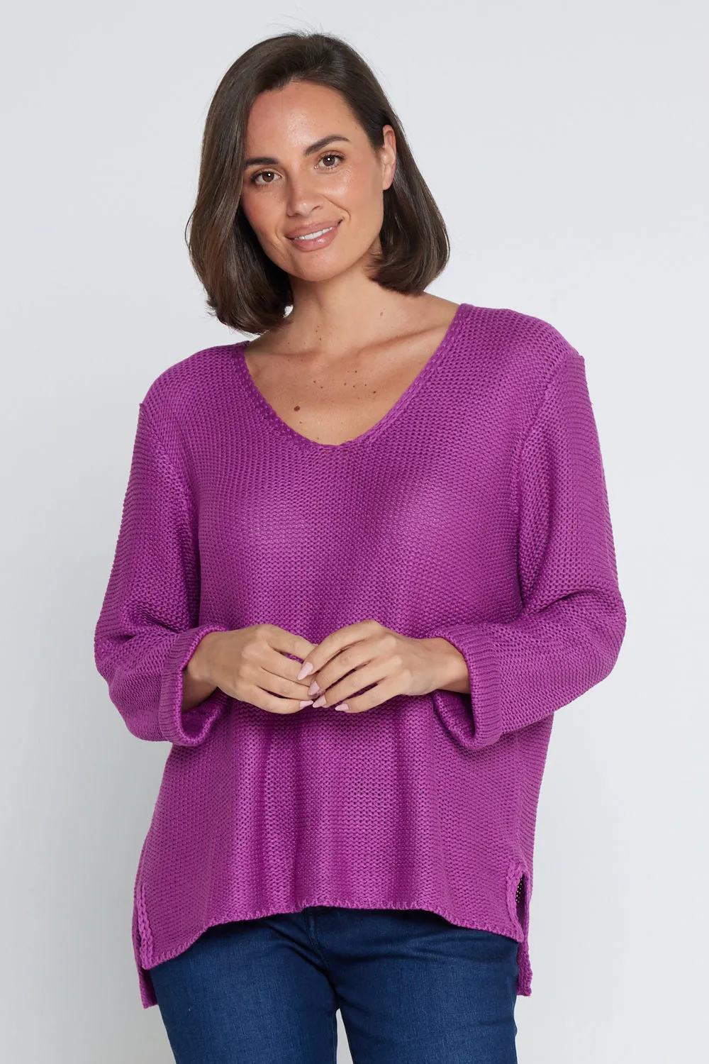 Emmy Cotton Knit Jumper - Purple