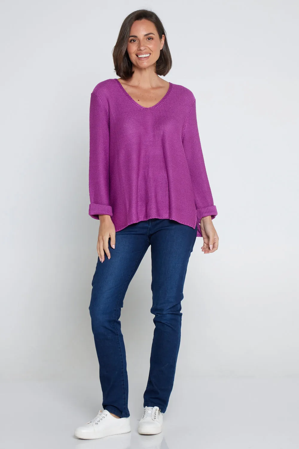 Emmy Cotton Knit Jumper - Purple