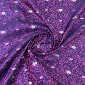 Exclusive Purple Traditional Print Tanchui Jamewar Silk Fabric