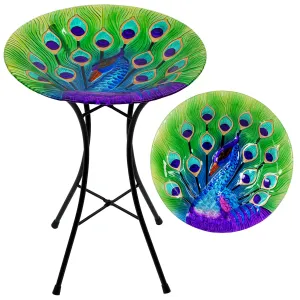 Garden Bird Bath Peacock Design Free Standing