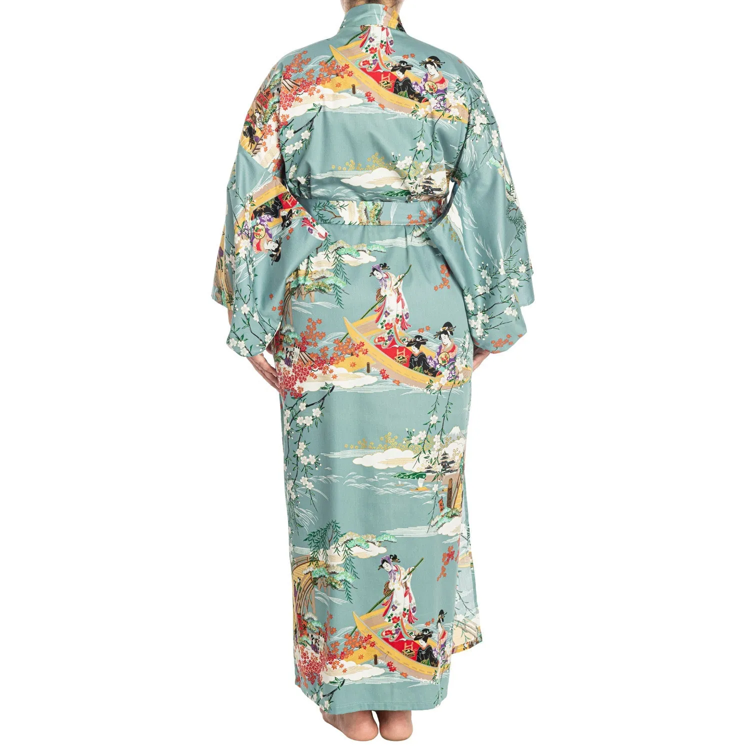 Geisha Long Blue Japanese Kimono XL