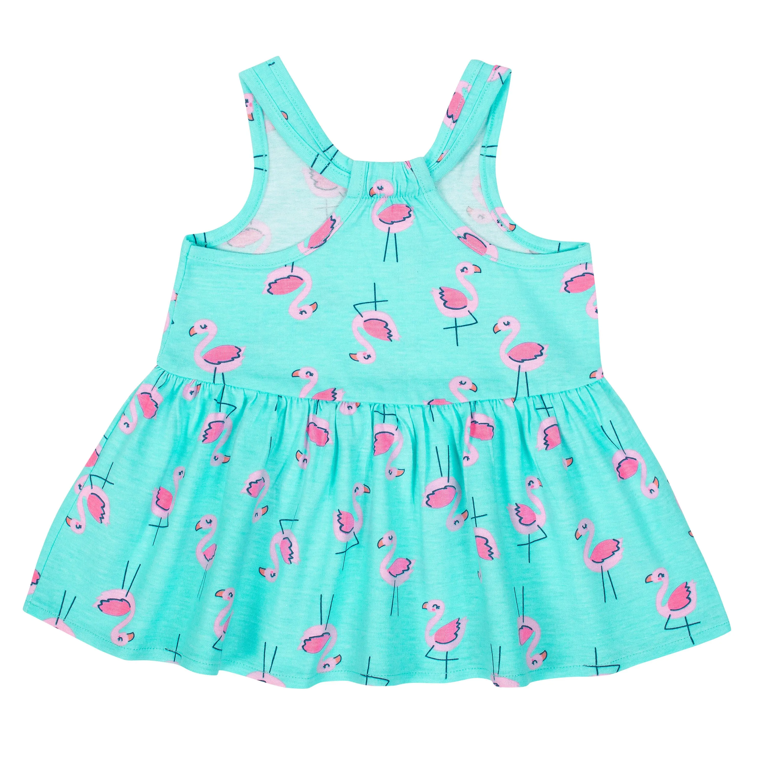 Gerber Girls' Toddler 3-Piece Dress Set, Pink Flamingo