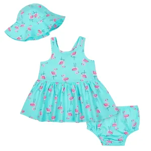 Gerber Girls' Toddler 3-Piece Dress Set, Pink Flamingo