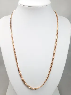 Glamorous 20" Solid 14k Rose Gold Cuban Link Chain Necklace