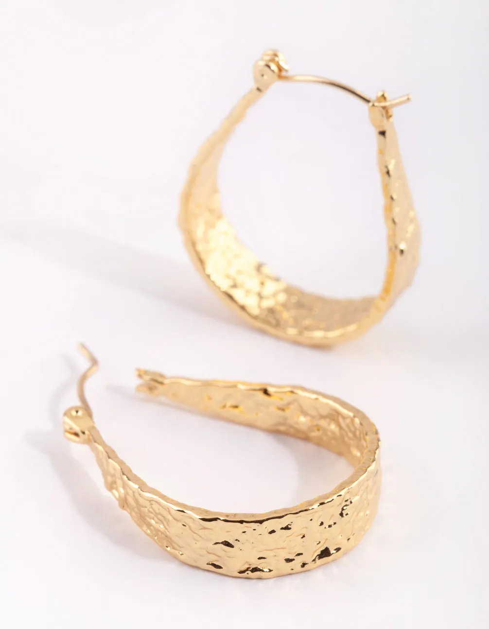 Gold Plated Molten Hoop Earrings