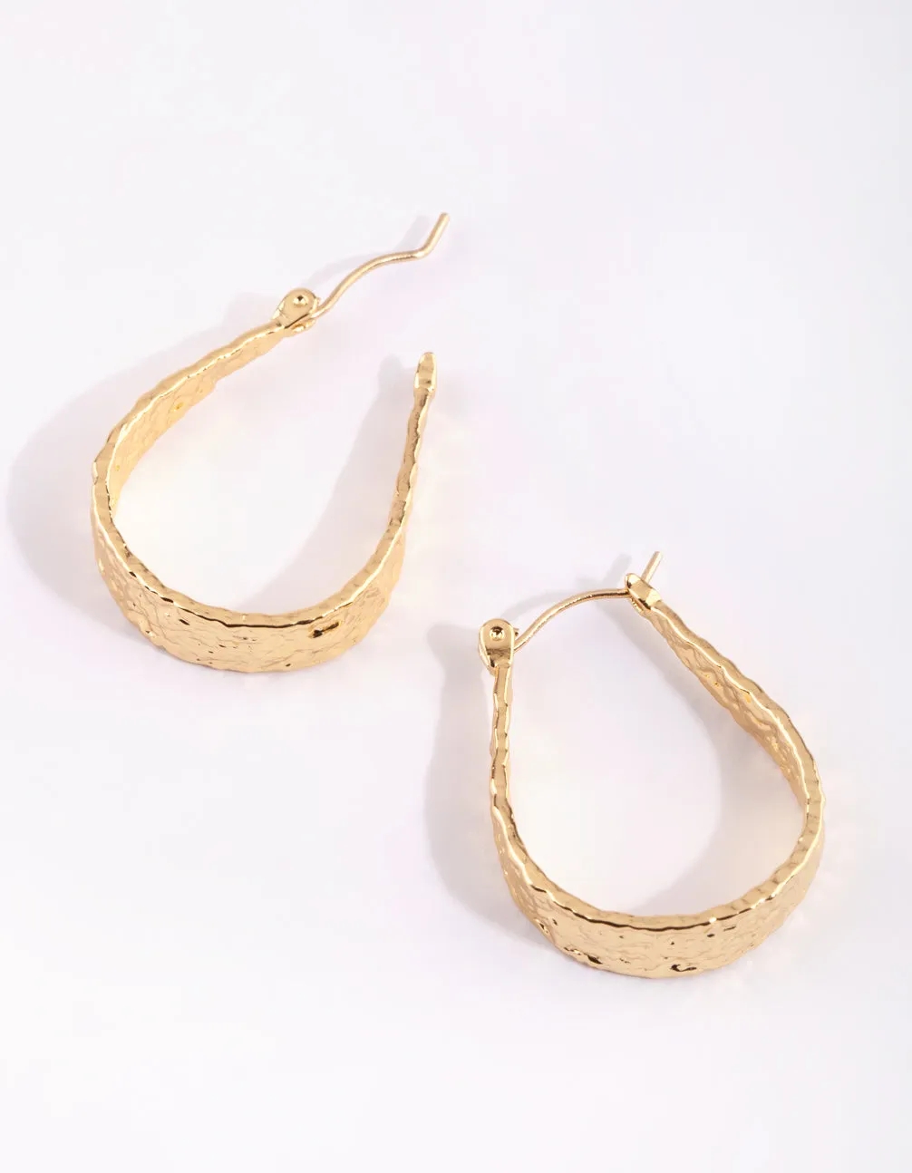 Gold Plated Molten Hoop Earrings