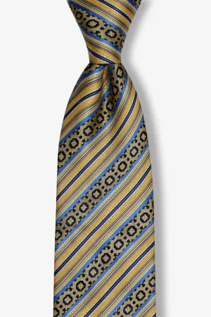 Gold Striped Geometric Traditional Tie