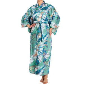 Green Ribbon Long Japanese Cotton Yukata