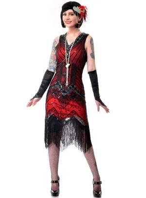 Iridescent Red and Black Deluxe 1920s Womens Gatsby Costume