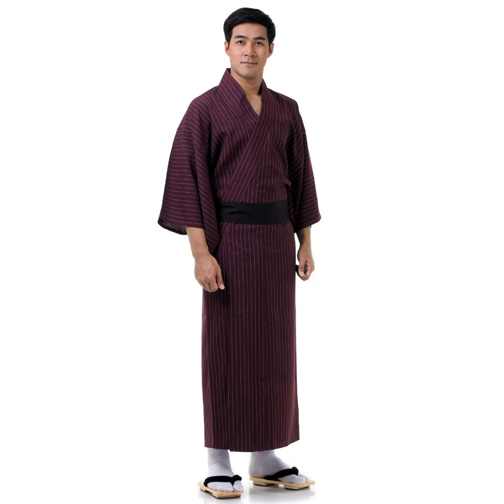 Japanese Black Komainu Yukata Kimono Robe for Men