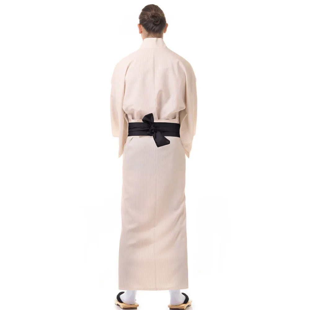 Japanese Black Komainu Yukata Kimono Robe for Men