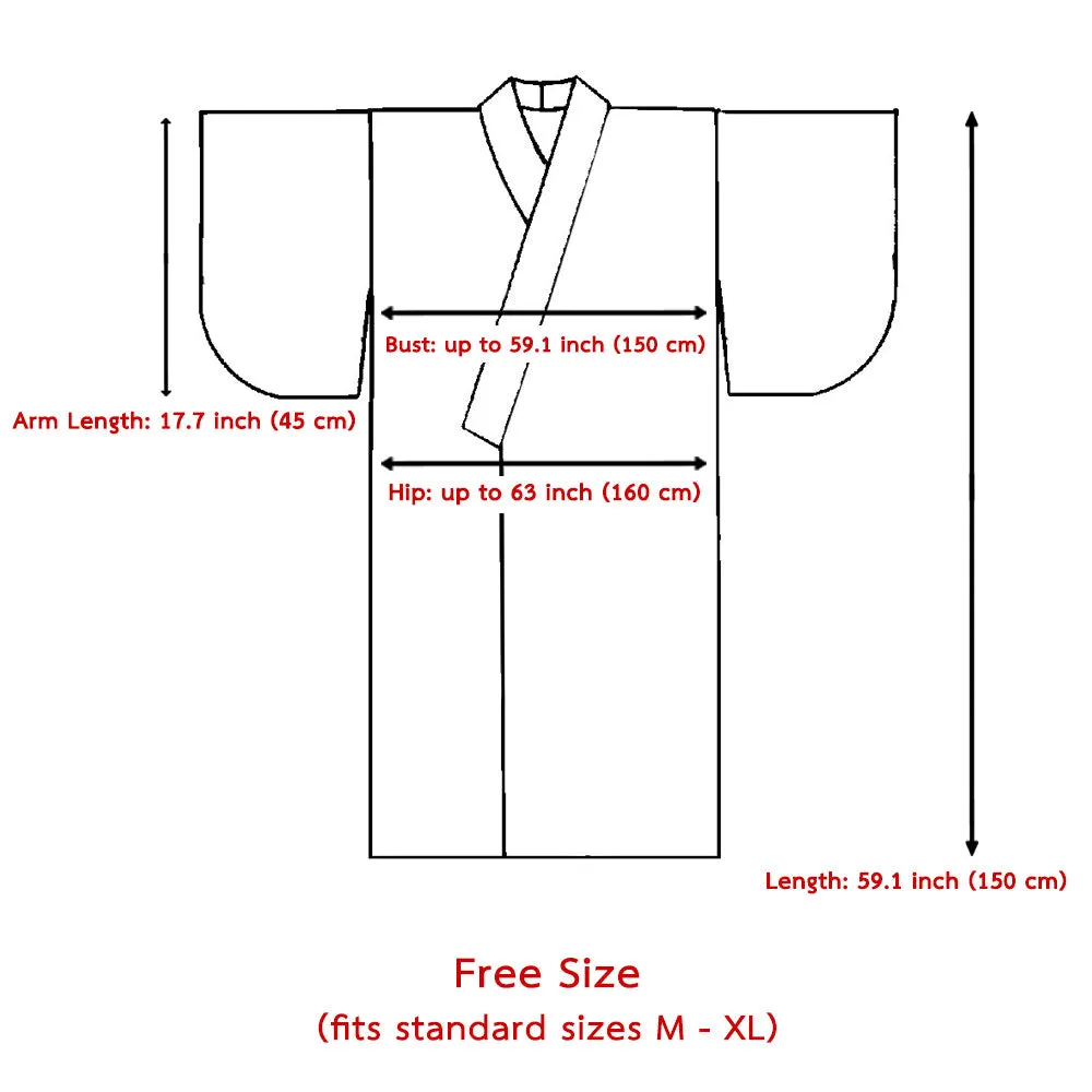 Japanese Red Samurai Yukata Kimono Robe for Men