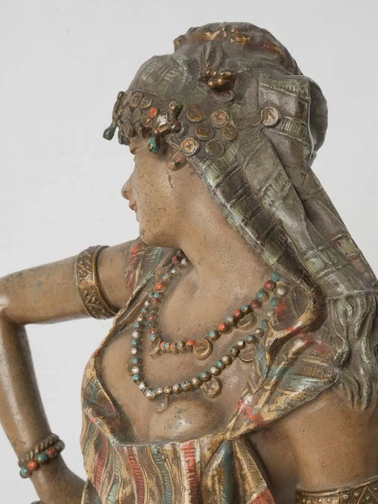 Late 19th-Century Orientalist Sculpture of Lady w/ Tambourine by Louis Hottot (1834–1905) 19¼"