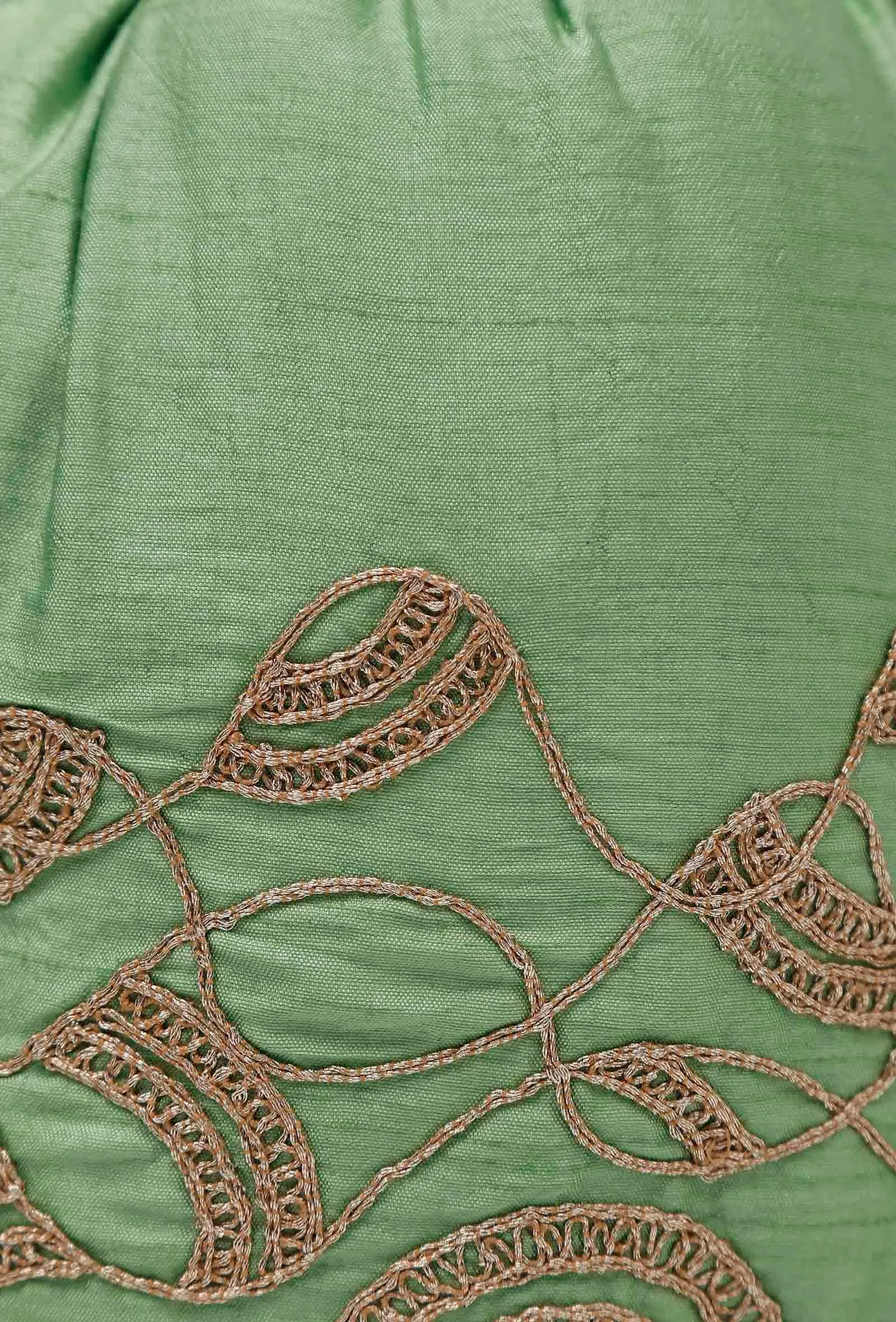 Light Green Dupion Silk Potli with Pink Strings