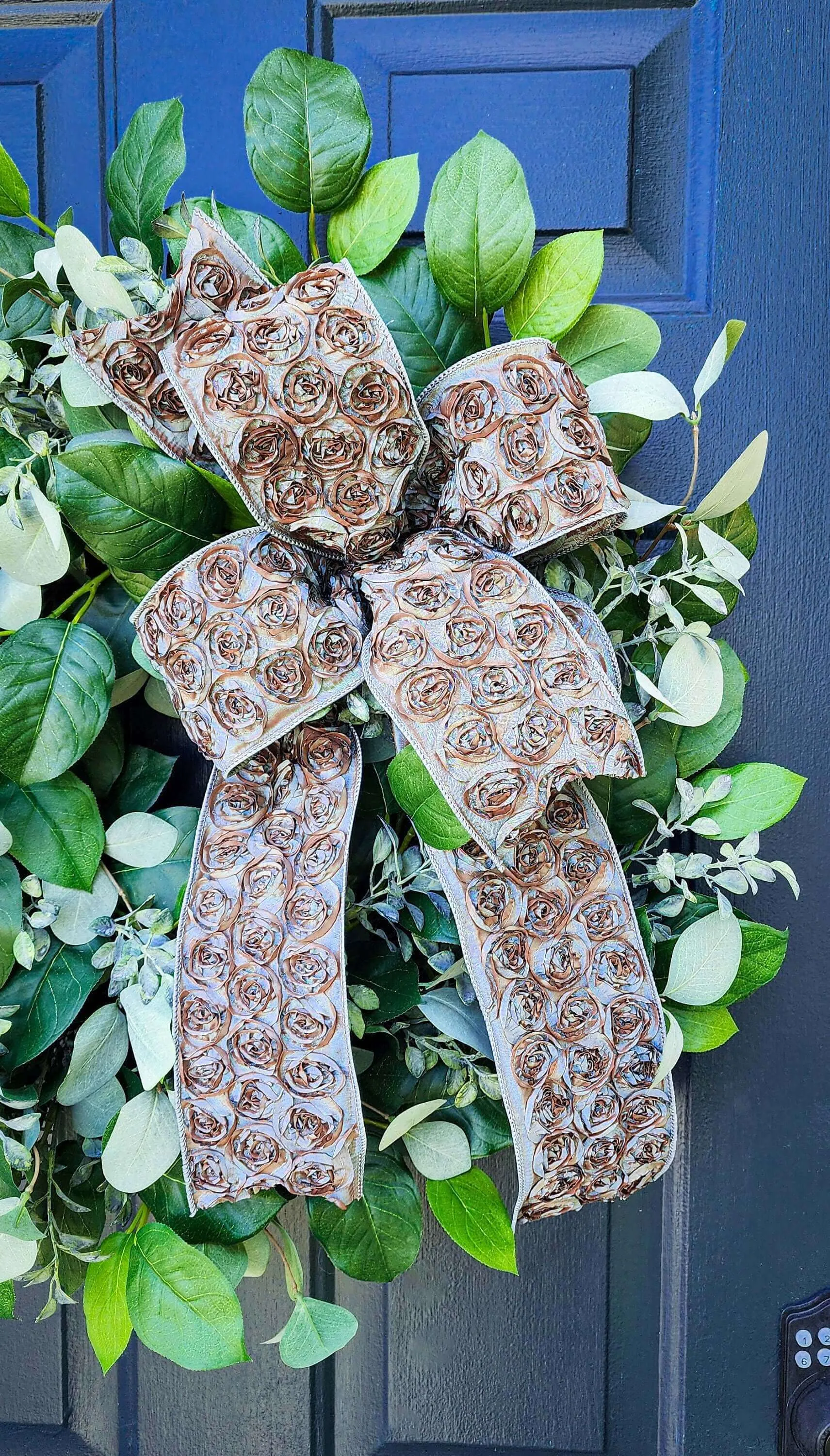 Luxurious Lemon Leaf, Silver Dollar Eucalyptus and Boxwood Wreath– Year-Round Elegance