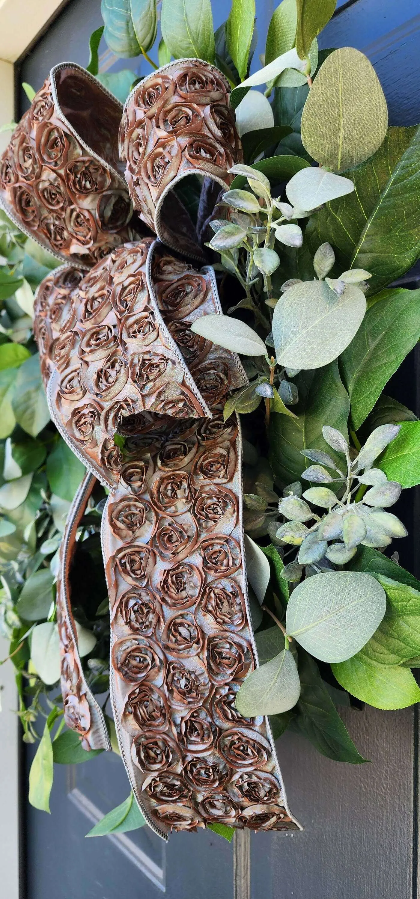 Luxurious Lemon Leaf, Silver Dollar Eucalyptus and Boxwood Wreath– Year-Round Elegance