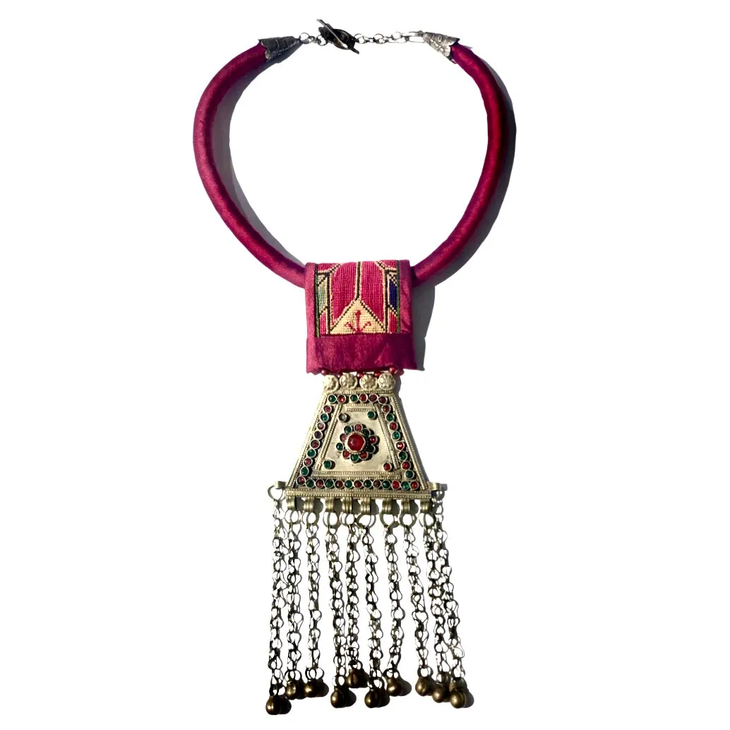 Magenta Afghani Kuchi Ornament Necklace