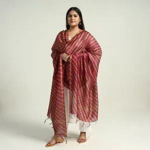 Maroon - Traditional Tie & Dye Chanderi Silk Leheriya Dupatta 58