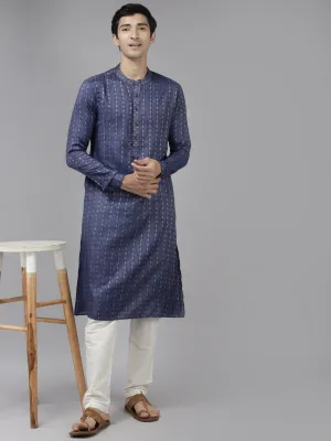 Men's Purple & Beige Woven Design Thread Work Kurta - See Designs