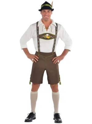 Mr Oktoberfest Mens Plus Size Brown Lederhosen Costume