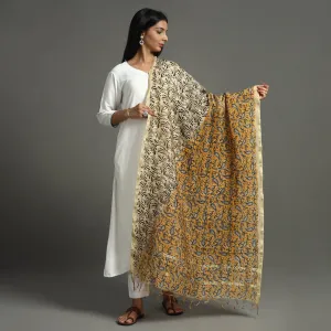 Multicolor - Pedana Kalamkari Block Printed Chanderi Silk Handloom Dupatta with Zari Border 79