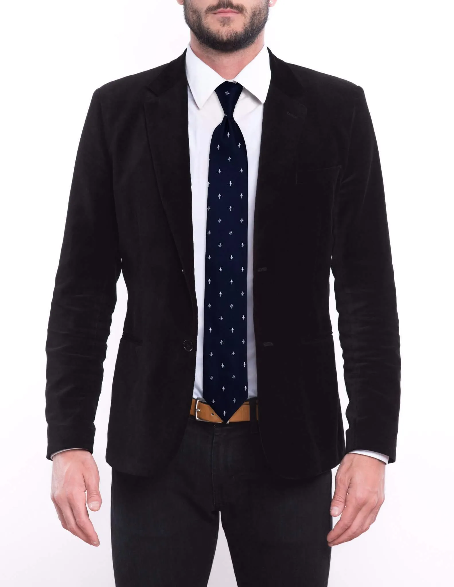 Navy Fluer De Lis Traditional Tie