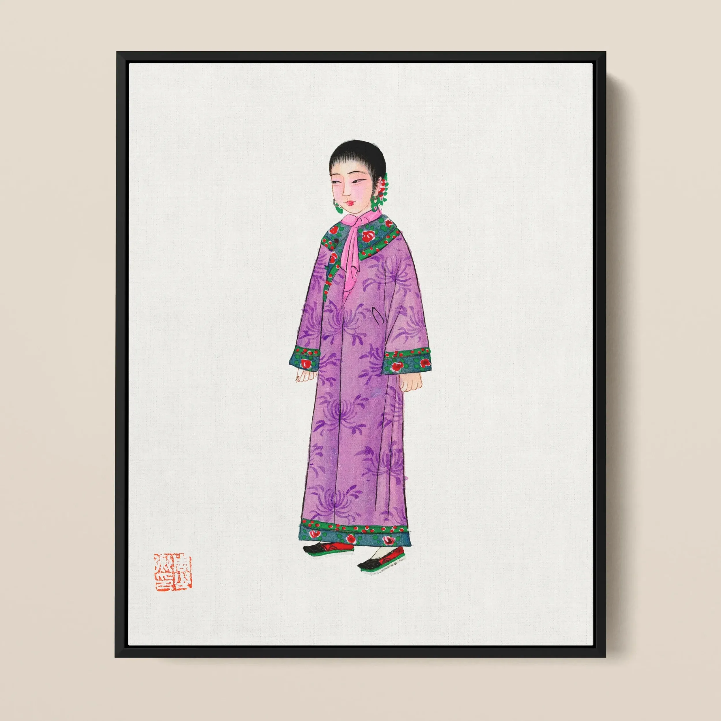 Noblewoman - Qing Dynasty Manchu Framed Canvas