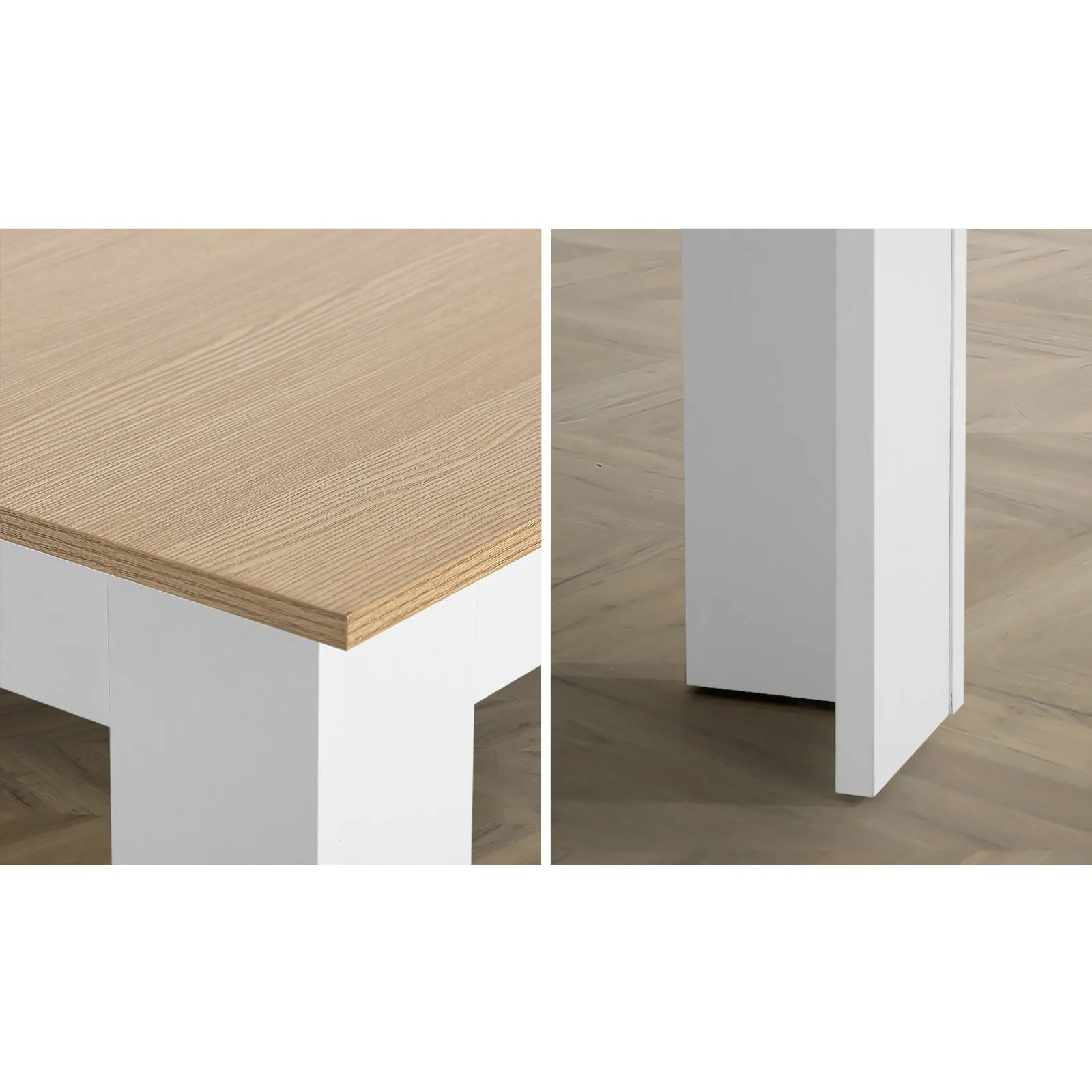 Oikiture 160cm Extendable Dining Table Kitchen Restaurant Cafe Table WoodenWhite