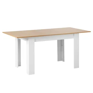 Oikiture 160cm Extendable Dining Table Kitchen Restaurant Cafe Table WoodenWhite