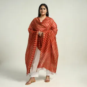 Orange - Traditional Tie & Dye Chanderi Silk Leheriya Dupatta 57