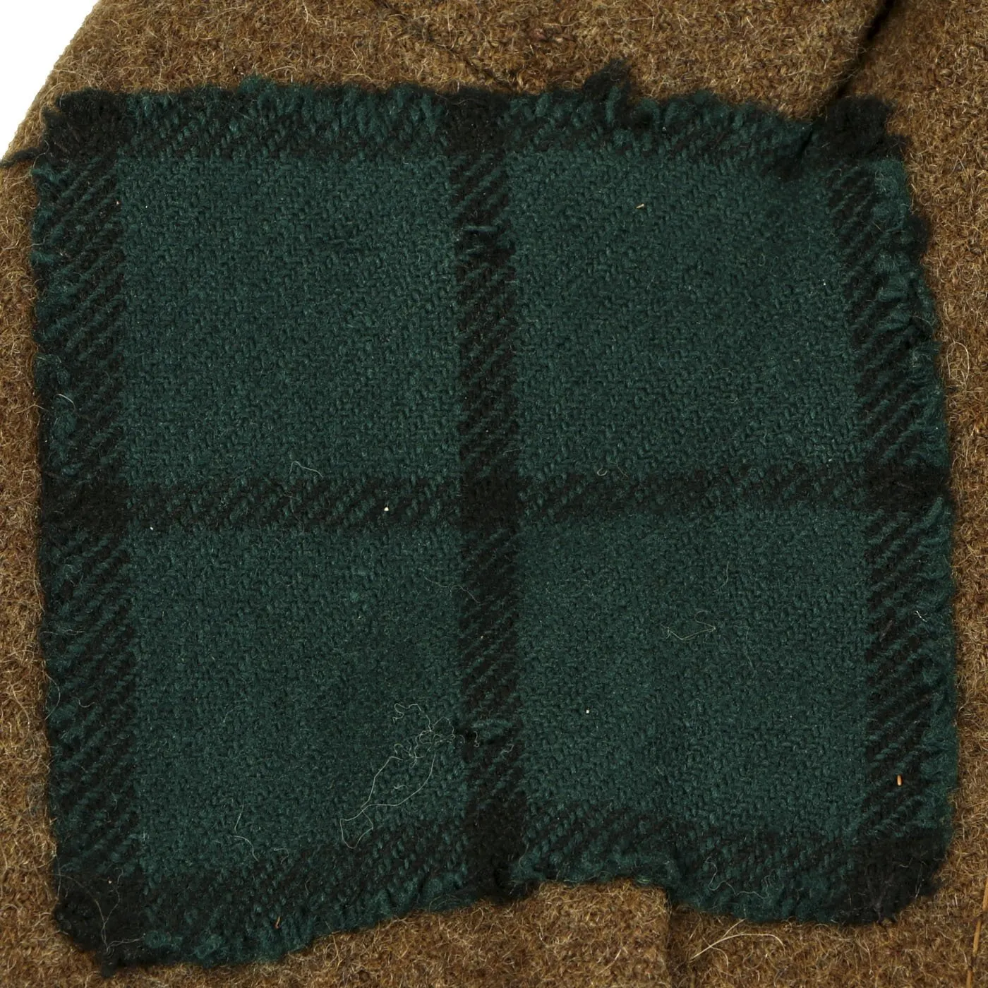 Original British WWII Khaki Tam O' Shanter Wool Cap with Highland Regiment Government Tartan - Size 6 5/8