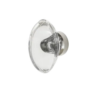 Oval Clear Crystal 1 3/4" Cabinet Knob in Polished Nickel