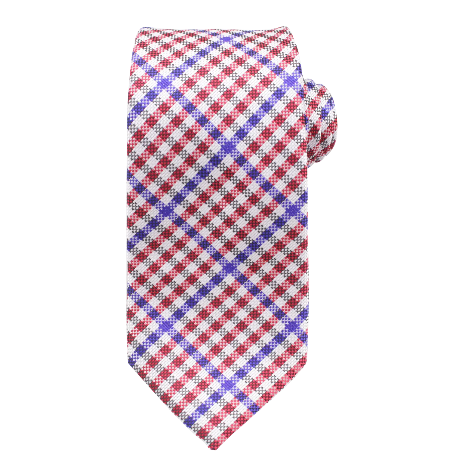 Patriot - Red, White, and Blue Gingham Patterned Long Necktie