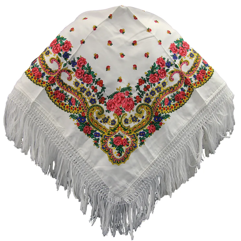 Portuguese Folklore Regional Head Scarf Shawl With Fringe