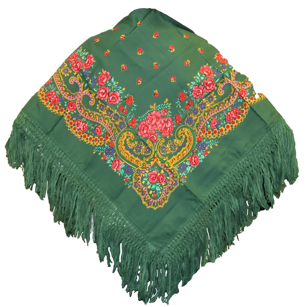 Portuguese Folklore Regional Head Scarf Shawl With Fringe