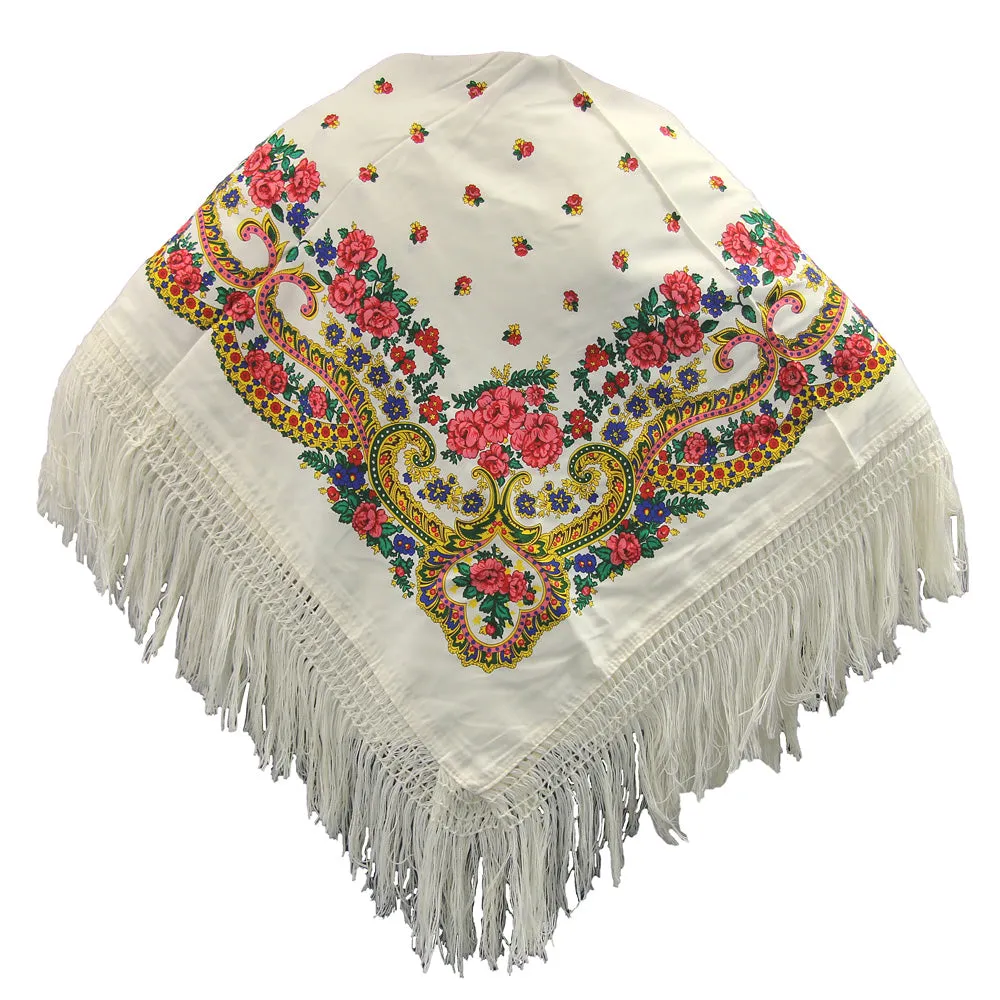 Portuguese Folklore Regional Head Scarf Shawl With Fringe