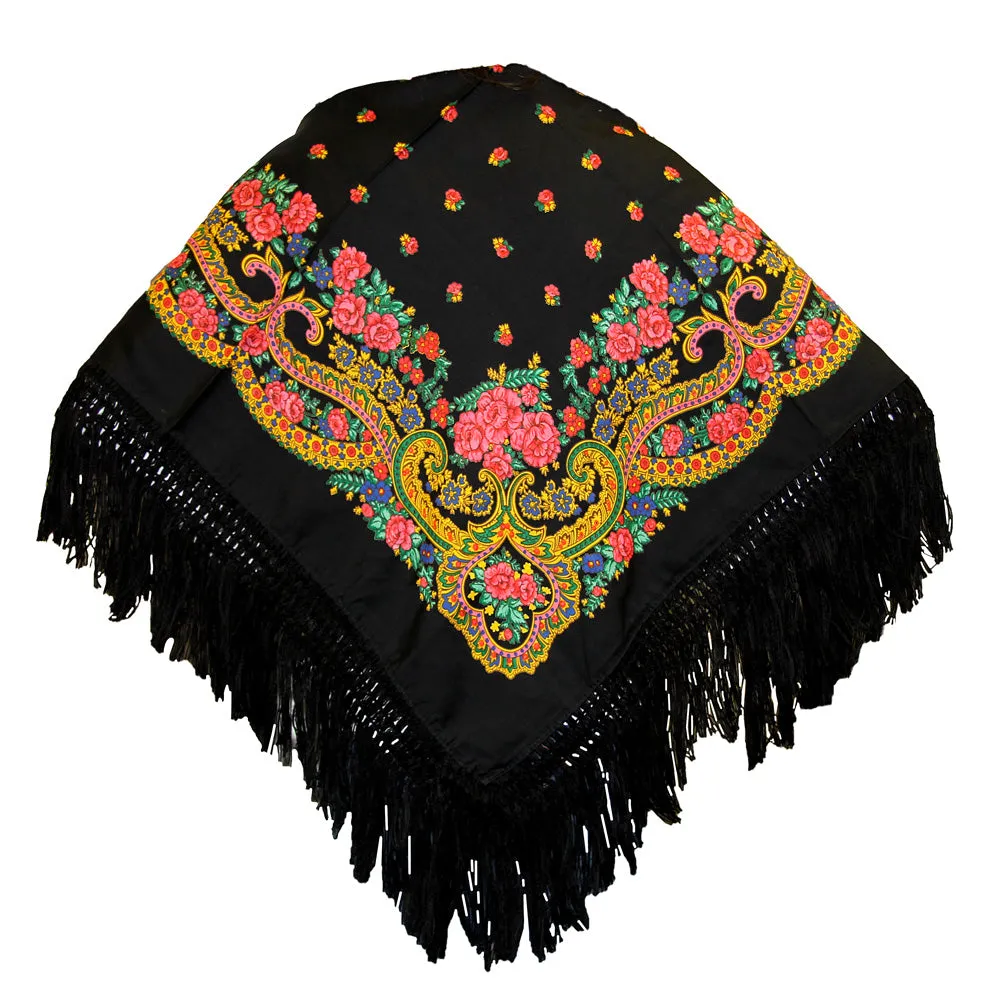 Portuguese Folklore Regional Head Scarf Shawl With Fringe