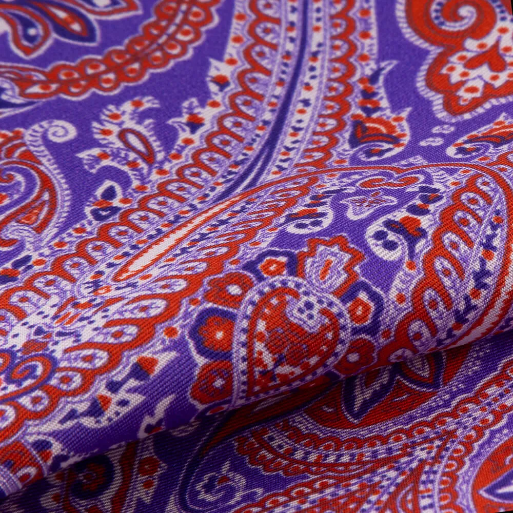 Purple and Orange Twill Silk Pocket Square