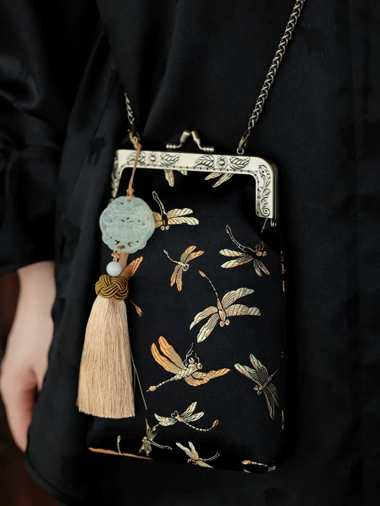 Qing Ting 蜻蜓 Dragonfly Jade Brocade Phone Purse