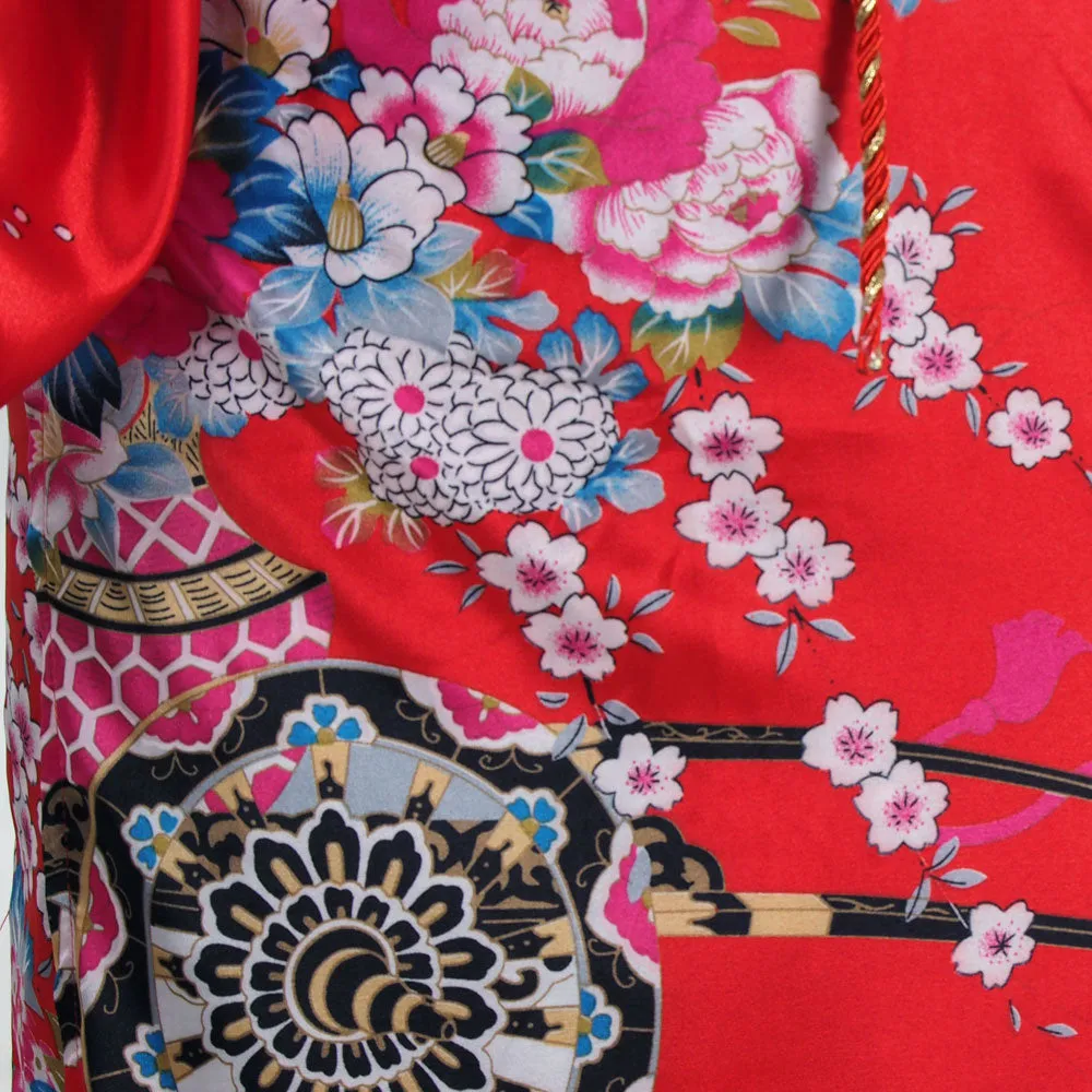 Red Geisha Kimono Costume for Girls Hana